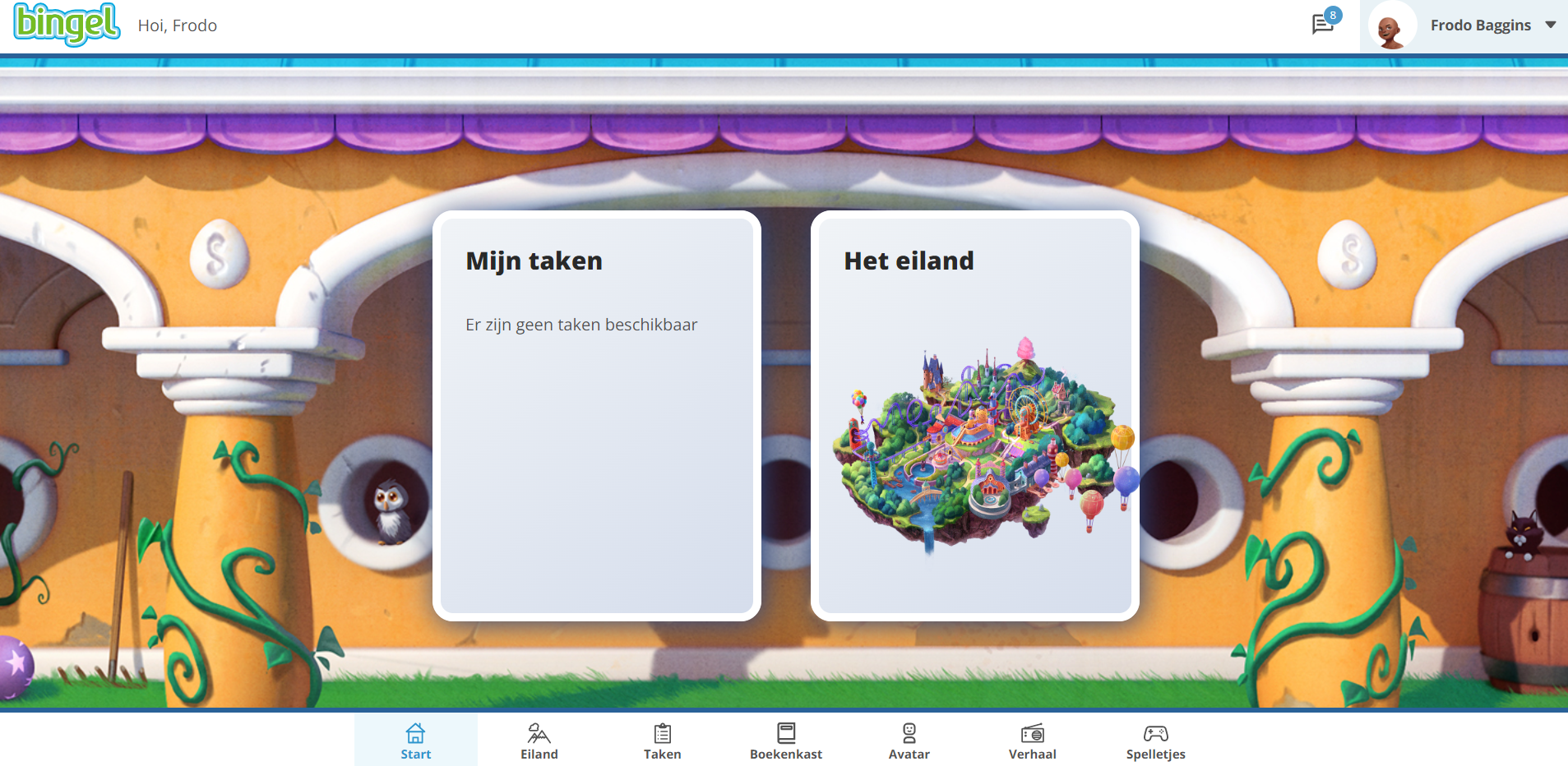 Bingel leerlingen startscherm leerjaar 4