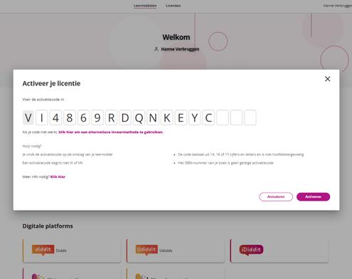 My VAN IN - activatiecode ingeven