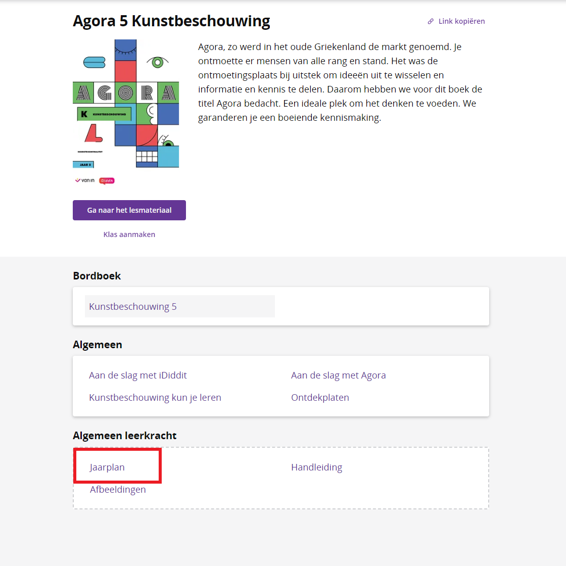 Jaarplan in iDiddit