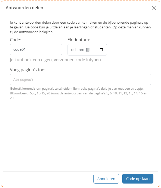 Bordboek: oplossingen delen via een code