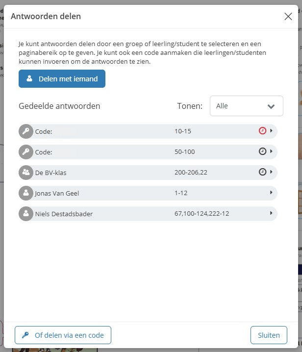 diddit - bordboek - antwoorden delen