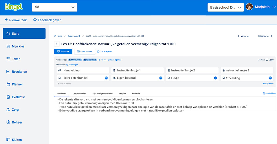 Bingel wordt vernieuwd - Alles van 1 les op 1 plek