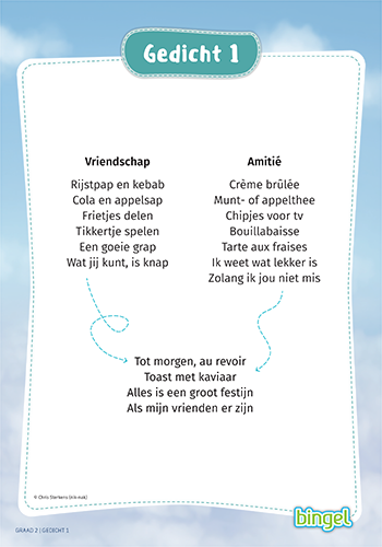 Vriendschapsgedicht/kennismakingsspel voor start schooljaar 2023 - 2024.